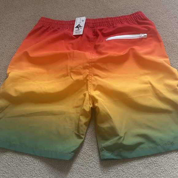 LRG Red Coral Yellow Green Ombre Bathing Trunks L - Picture 3 of 7